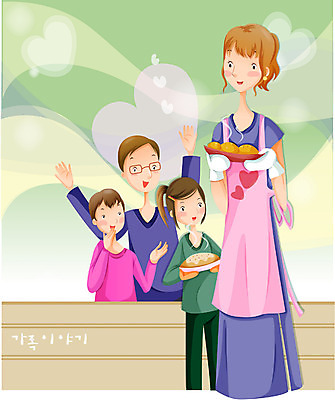 EPS 여자 남자 딸 아들 가사 일러스트 가족 엄마 집안 실내 사랑 가족애 요리 사람 소년 여러명 아빠 국내일러스트 감정 어린이 다수 관계 내부 파일형식 벡터