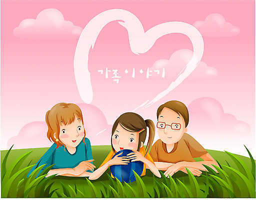 EPS 여자 남자 딸 일러스트 가족 하늘 엄마 사랑 가족애 사람 야외 세명 아빠 언덕 국내일러스트 감정 관계 파일형식 벡터