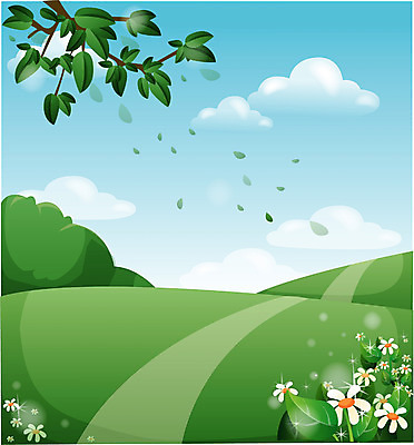 EPS 주간 사계절 계절 꽃 길 일러스트 자연 하늘 풍경 사람없음 야외 봄 언덕 국내일러스트 자연요소 식물 생태계 파일형식 벡터