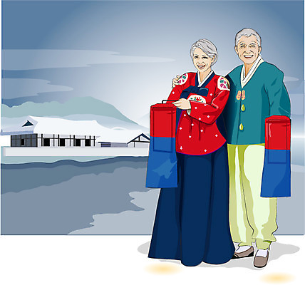 EPS 전통 웰빙 부부 커플 여자 명절 할아버지 노년 남자 할머니 여유 결혼 일러스트 아침 불 새해 사랑 사람 두명 생활 실버라이프 설날 추석 노부부 로맨틱 등불 인사 실버 클래식 한복 청사초롱 금술 문안인사 우피족 청사 노인만 성인만 국내일러스트 주간 자연요소 한국전통 라이프스타일 기념일 감정 컨셉 관계 조명 이벤트 성인 예절 전통의상 초롱 파일형식 벡터