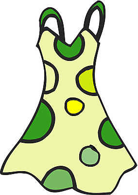 EPS 드레스 옷 원피스 컬러 일러스트 사람없음 초록색 치마 한개 민소매 물방울무늬 여성복 여성용 국내일러스트 1 상의 무늬 하의 파일형식 벡터