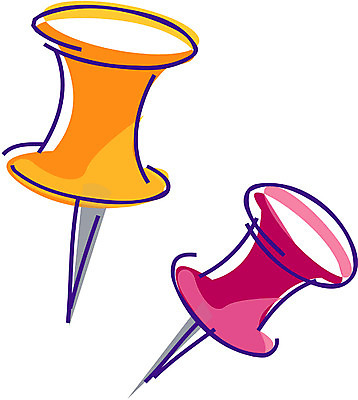 EPS 컬러 일러스트 문구용품 사람없음 빨간색 사무용품 주황색 두개 압정 오브젝트 날카로움 국내일러스트 2 파일형식 벡터