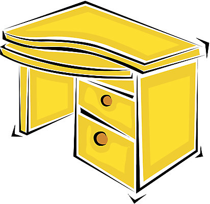 EPS 컬러 가구 일러스트 사람없음 한개 노란색 책상 오브젝트 서랍장 컴퓨터책상 국내일러스트 1 생활용품 파일형식 벡터