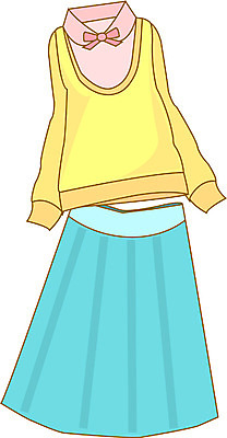 EPS 옷 컬러 상의 일러스트 하의 사람없음 치마 노란색 여성복 민트 니트 블라우스 여성용 투피스 국내일러스트 허브 파일형식 벡터