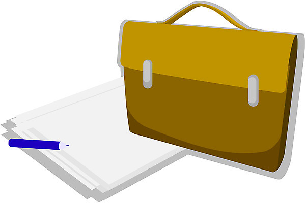 EPS 잡화 종이 컬러 서류가방 가방 일러스트 문구용품 사람없음 필기구 펜 볼펜 갈색 사무용품 문서 국내일러스트 오브젝트 파일형식 벡터