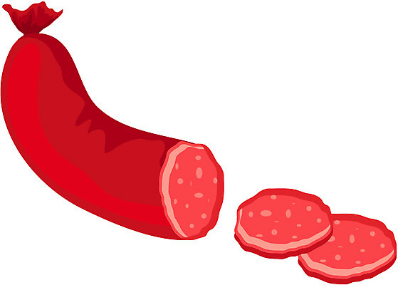 음식 컬러 일러스트 식재료 사람없음 빨간색 소시지 가공식품 국내일러스트