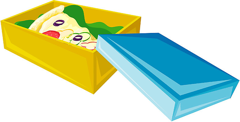 EPS 음식 컬러 일러스트 포장 피자 서양음식 사람없음 파란색 소풍 노란색 사각형 뚜껑 오픈 이탈리아음식 도시락 한조각 조각피자 국내일러스트 도형 1 패스트푸드 야외활동 파일형식 벡터
