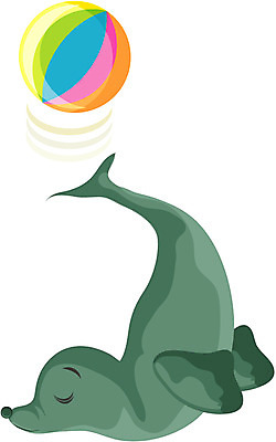EPS 클립아트 동물 척추동물 한마리 일러스트 공 포유류 사람없음 바다동물 묘기 서커스 비치볼 물개 연습 물개쇼 국내일러스트 1 바다 바캉스용품 수중동물 파일형식 벡터