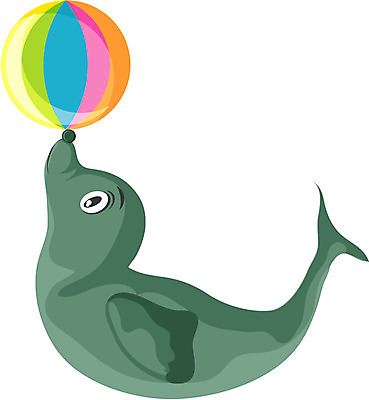 EPS 클립아트 동물 척추동물 한마리 일러스트 공 포유류 사람없음 바다동물 묘기 서커스 비치볼 물개 연습 물개쇼 국내일러스트 1 바다 바캉스용품 수중동물 파일형식 벡터