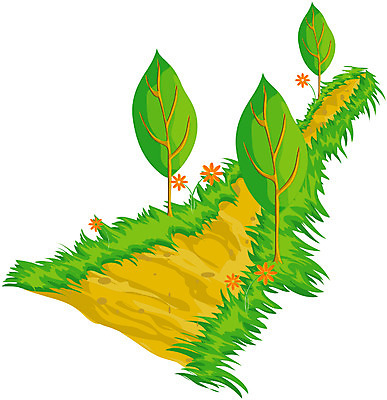 EPS 클립아트 나무 식물 꽃 길 컬러 일러스트 자연 풍경 사람없음 야외 초록색 산책로 들꽃 오솔길 들풀 가로수 국내일러스트 생태계 파일형식 벡터