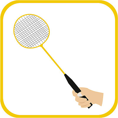 EPS 아이콘 손 스포츠용품 컬러 포즈 레저용품 신체부위 노란색 잡기 라켓 배드민턴라켓 배드민턴 2D아이콘 스포츠 모션 레저 사람 구기 오브젝트 파일형식 벡터