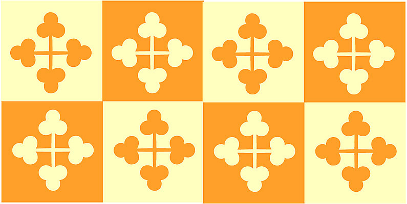 EPS 클립아트 문양 디자인 컬러 백그라운드 무늬 패턴 일러스트 식물문양 사람없음 노란색 전통문양 사각형 주황색 클로버 도형문양 국내일러스트 도형 식물 전통 파일형식 벡터