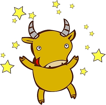 EPS 클립아트 동물 척추동물 캐릭터 한마리 육지동물 별 컬러 일러스트 포유류 초식동물 사람없음 노란색 별자리 운세 소 황소 별자리캐릭터 황소자리 일러캐릭터 자연요소 1 파일형식 벡터