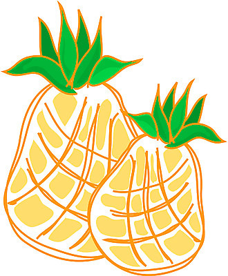 EPS 클립아트 식물 음식 컬러 과일 일러스트 사람없음 초록색 노란색 두개 파인애플 열대과일 국내일러스트 2 파일형식 벡터