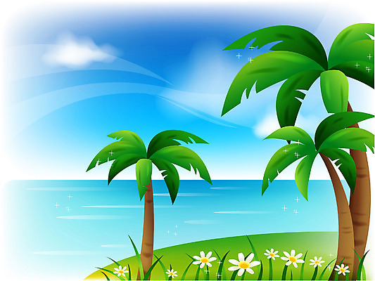 EPS 주간 나무 식물 구름 사계절 계절 바다 백그라운드 일러스트 자연 하늘 풍경 해변 사람없음 야외 여름 야자수 국내일러스트 자연요소 생태계 파일형식 벡터