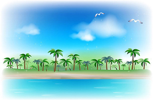 EPS 주간 나무 식물 구름 사계절 계절 바다 백그라운드 일러스트 자연 하늘 풍경 해변 사람없음 야외 여름 야자수 국내일러스트 자연요소 생태계 파일형식 벡터