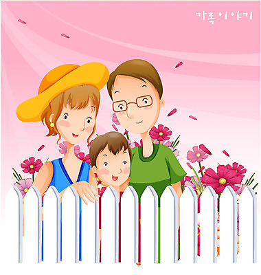 EPS 계절 여자 남자 꽃 아들 일러스트 가족 엄마 사랑 가족애 사람 소년 세명 울타리 부모 가을 아빠 코스모스 국내일러스트 식물 감정 어린이 관계 담장 파일형식 벡터