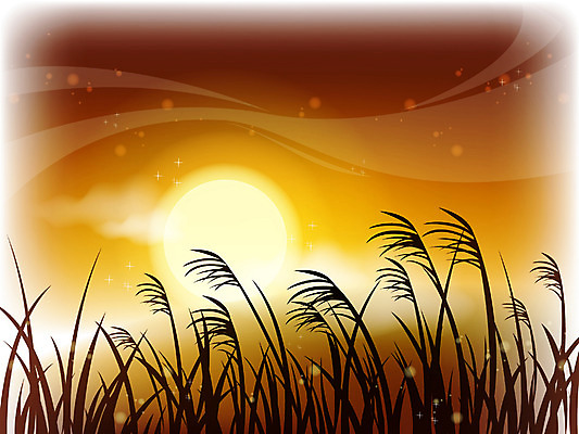 EPS 사계절 계절 백그라운드 일러스트 자연 하늘 갈대 풍경 초원 사람없음 야외 일몰 달 가을 가을배경 국내일러스트 자연요소 식물 노을 생태계 파일형식 벡터 가을_계절