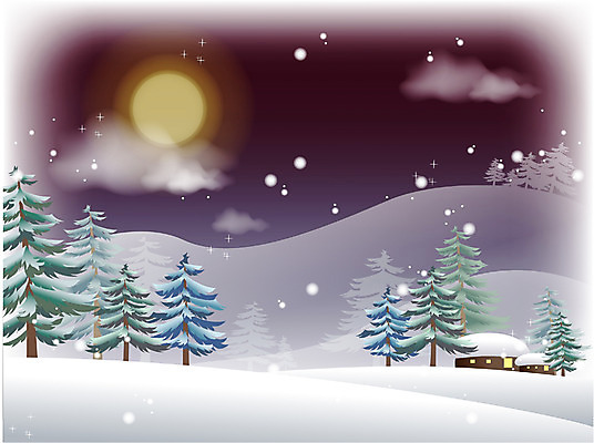 EPS 나무 사계절 계절 백그라운드 겨울 일러스트 자연 하늘 산 주택 풍경 사람없음 야외 보름달 달 눈 야간 겨울배경 국내일러스트 자연요소 식물 날씨 건물 생태계 파일형식 벡터