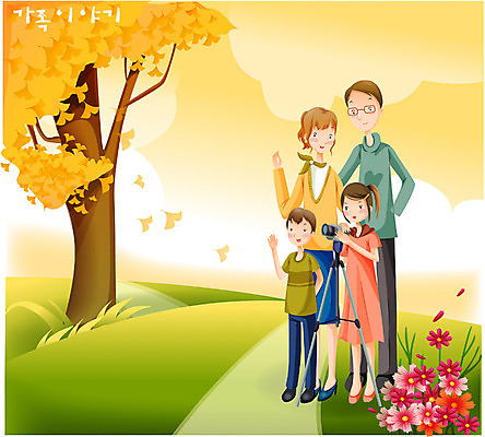 EPS 계절 여자 남자 꽃 딸 아들 낙엽 일러스트 가족 하늘 엄마 사랑 가족애 사람 소년 여러명 야외 카메라 가을 아빠 코스모스 은행잎 국내일러스트 식물 감정 어린이 다수 잎 관계 전자제품 파일형식 벡터