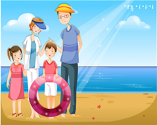 EPS 주간 계절 여자 남자 딸 아들 바다 일러스트 가족 하늘 엄마 휴가 사랑 가족애 사람 소년 여러명 해변 야외 여름 여름휴가 바캉스 부모 아빠 튜브 국내일러스트 자연요소 감정 어린이 다수 관계 파일형식 벡터 여름_계절