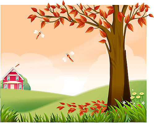 EPS 나무 식물 사계절 계절 백그라운드 단풍 낙엽 일러스트 자연 하늘 나뭇잎 주택 풍경 사람없음 야외 가을 잠자리 가을배경 국내일러스트 곤충 잎 건물 생태계 파일형식 벡터 가을_계절