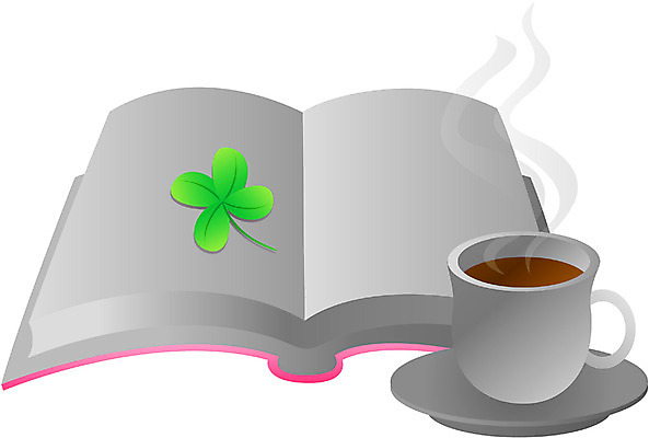 EPS 식물 커피 음료 음식 일러스트 휴식 문구용품 잔 한잔 사람없음 간행물 책 독서 펼침 차 네잎클로버 클로버 커피잔 찻잔 한권 국내일러스트 1 식기 컨셉 모션 오브젝트 파일형식 벡터