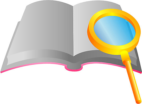 EPS 컬러 일러스트 돋보기 문구용품 사람없음 간행물 책 노란색 자료 펼침 교양 정보 오브젝트 검색 한권 확대경 탐색 찾기 국내일러스트 1 모션 파일형식 벡터