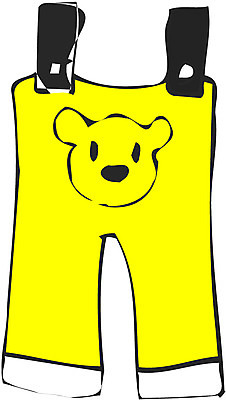 EPS 옷 컬러 일러스트 바지 하의 사람없음 한개 노란색 멜빵바지 아동복 곰모양 오버롤 오버롤즈 국내일러스트 모양 1 곰 멜빵 파일형식 벡터