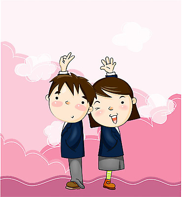 EPS 학생 여자 교육 남자 행복 교복 일러스트 청소년 놀이 사람 두명 스쿨라이프 가위바위보 십대만 국내일러스트 라이프스타일 옷 감정 학교 파일형식 벡터