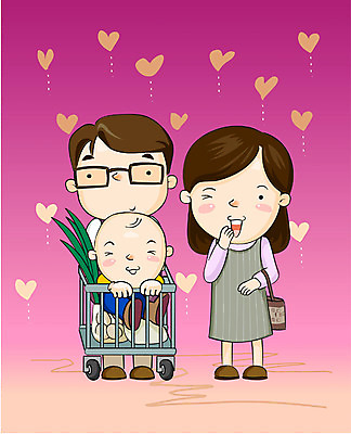 EPS 라이프스타일 여자 남자 행복 일러스트 가족 사랑 사람 세명 쇼핑 장보기 화목 쇼핑카 아기 아줌마 주부 국내일러스트 감정 중년 컨셉 관계 생활 카트 파일형식 벡터