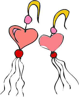 EPS 커플 잡화 한쌍 일러스트 장신구 사람없음 세트 귀걸이 두개 하트 보석 국내일러스트 모양 2 관계 광석 파일형식 벡터