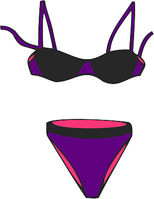 EPS 옷 수영복 컬러 일러스트 사람없음 세트 비키니 보라색 검은색 여성용 국내일러스트 파일형식 벡터