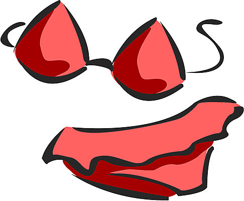 EPS 옷 수영복 컬러 일러스트 사람없음 빨간색 세트 비키니 여성용 국내일러스트 파일형식 벡터