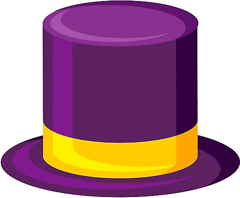 EPS 모자 잡화 컬러 일러스트 사람없음 한개 노란색 보라색 오브젝트 신사모자 탑모자 국내일러스트 모자_잡화 1 파일형식 벡터