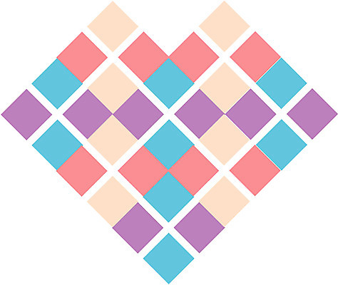 EPS 클립아트 문양 디자인 분홍색 컬러 하늘색 백그라운드 무늬 패턴 일러스트 사람없음 노란색 사각형 보라색 하트 도형문양 정사각형 마름모 타일모양 국내일러스트 모양 도형 파란색 파일형식 벡터