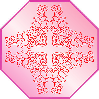 EPS 클립아트 문양 디자인 줄기 분홍색 컬러 백그라운드 무늬 일러스트 식물문양 사람없음 빨간색 전통문양 덩굴 팔각형 국내일러스트 도형 식물 전통 파일형식 벡터