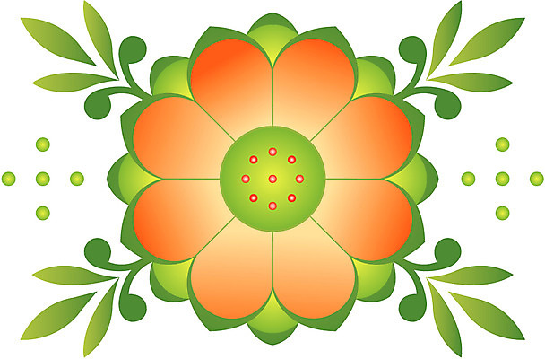 EPS 클립아트 문양 디자인 꽃 컬러 백그라운드 잎 무늬 꽃무늬 일러스트 식물문양 사람없음 초록색 전통문양 주황색 국내일러스트 식물 전통 파일형식 벡터