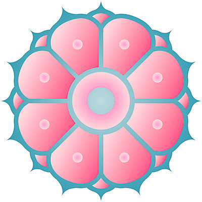 EPS 클립아트 문양 디자인 분홍색 컬러 하늘색 백그라운드 무늬 꽃무늬 일러스트 식물문양 사람없음 전통문양 원형 국내일러스트 도형 식물 전통 꽃 파란색 파일형식 벡터