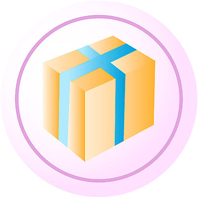 EPS 아이콘 분홍색 컬러 포장 선물 사람없음 파란색 선물상자 상자 한개 주황색 원형 오브젝트 2D아이콘 도형 1 파일형식 벡터