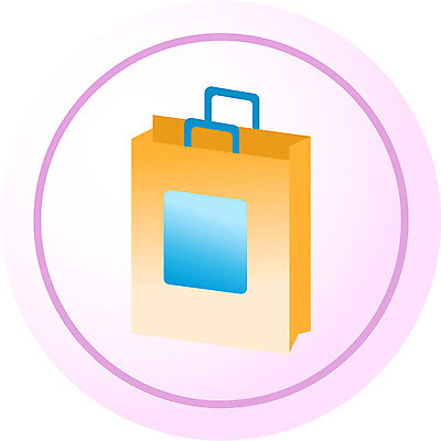 EPS 아이콘 잡화 분홍색 컬러 가방 사람없음 파란색 한개 쇼핑백 주황색 원형 오브젝트 2D아이콘 도형 1 파일형식 벡터