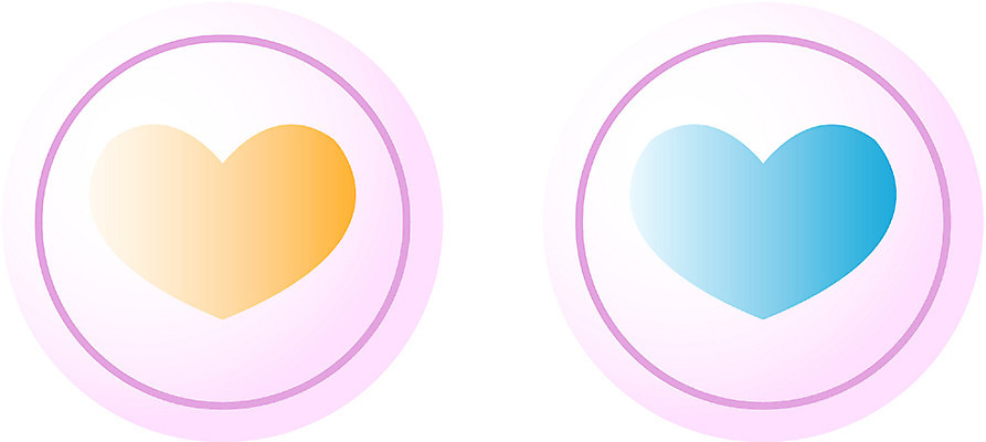 EPS 아이콘 문자 기호 분홍색 컬러 사랑 사람없음 파란색 픽토그램 주황색 두개 하트 원형 2D아이콘 모양 도형 감정 2 파일형식 벡터