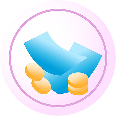 EPS 아이콘 분홍색 컬러 지폐 돈 사람없음 파란색 동전 주황색 원형 오브젝트 2D아이콘 도형 재산 파일형식 벡터