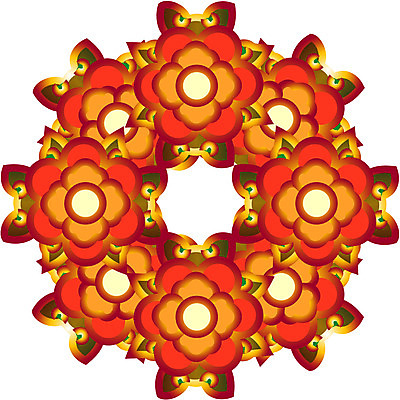 EPS 클립아트 문양 디자인 컬러 백그라운드 무늬 꽃무늬 일러스트 식물문양 사람없음 빨간색 전통문양 원형 국내일러스트 도형 식물 전통 꽃 파일형식 벡터