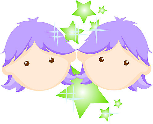 EPS 클립아트 남자 별 얼굴 어린이 컬러 일러스트 사람 두명 연두색 보라색 별자리 운세 쌍둥이 쌍둥이자리 남자만 어린이만 소년만 국내일러스트 자연요소 가족 신체부위 초록색 파일형식 벡터