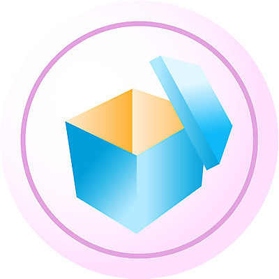 EPS 아이콘 분홍색 컬러 생활용품 사람없음 파란색 상자 한개 뚜껑 오픈 원형 종이상자 오브젝트 2D아이콘 도형 1 파일형식 벡터