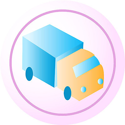 EPS 아이콘 산업 육상교통 교통수단 분홍색 컬러 한대 자동차 사람없음 파란색 트럭 운송업 원형 운반 2D아이콘 도형 1 교통 파일형식 벡터