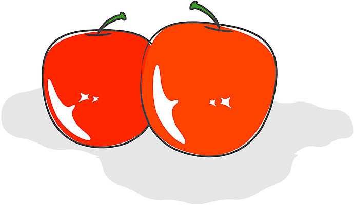 EPS 클립아트 식물 음식 과일 일러스트 사람없음 두개 사과 국내일러스트 2 파일형식 벡터