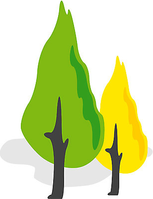 EPS 나무 식물 아이콘 컬러 사람없음 초록색 노란색 가로수 두그루 수목 2D아이콘 2 파일형식 벡터