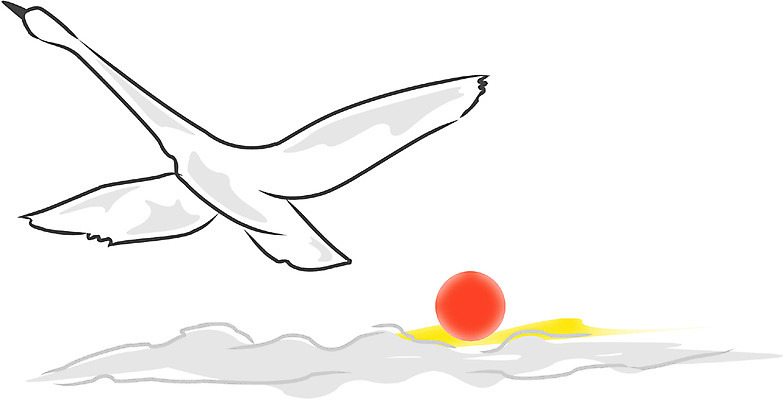 EPS 주간 클립아트 동물 구름 척추동물 한마리 야생동물 바다 컬러 일러스트 자연 조류 하늘 사람없음 야외 빨간색 태양 일출 노을 일몰 백조 국내일러스트 자연요소 1 생태계 파일형식 벡터